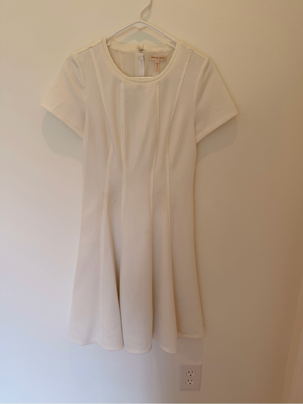 Women's Cream Textured Short Sleeve Dress